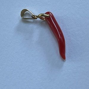 Italian horn charm, coral